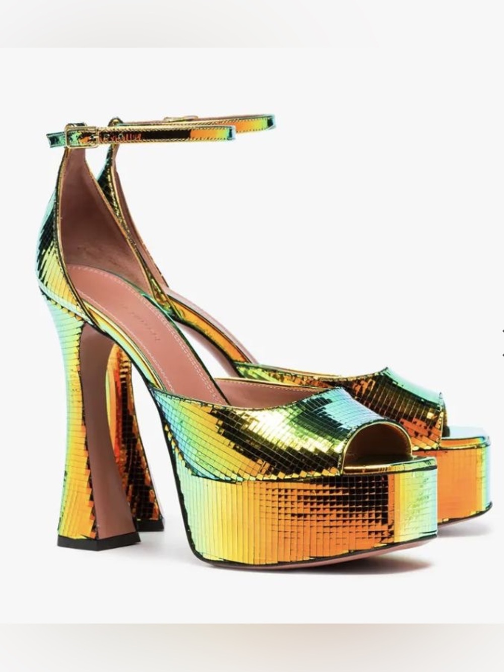 Amina Muaddi ‘Bianca’ platform sandals in size 38